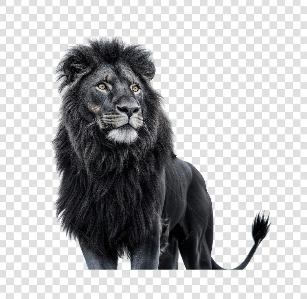 Imagem Leão Preto PNG com fundo transparente