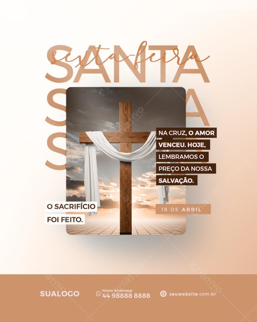 Post para Sexta-Feira Santa PSD Editável