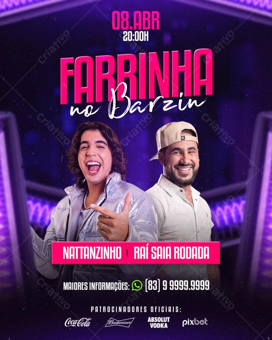 Flyer para Festa de Música Sertaneja 08 de Abril PSD Editável