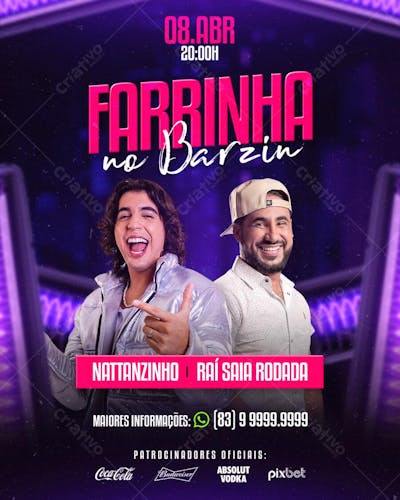 FLYER PSD EVENTO FARRINHA NO BARZIN FEED