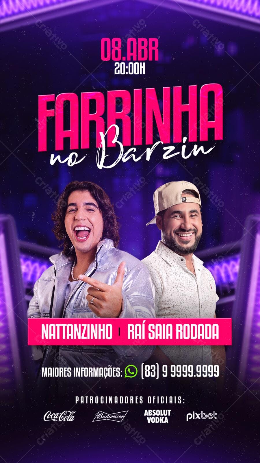 Flyer para Festa Farrinha no Barzin 08 Abr PSD Editável