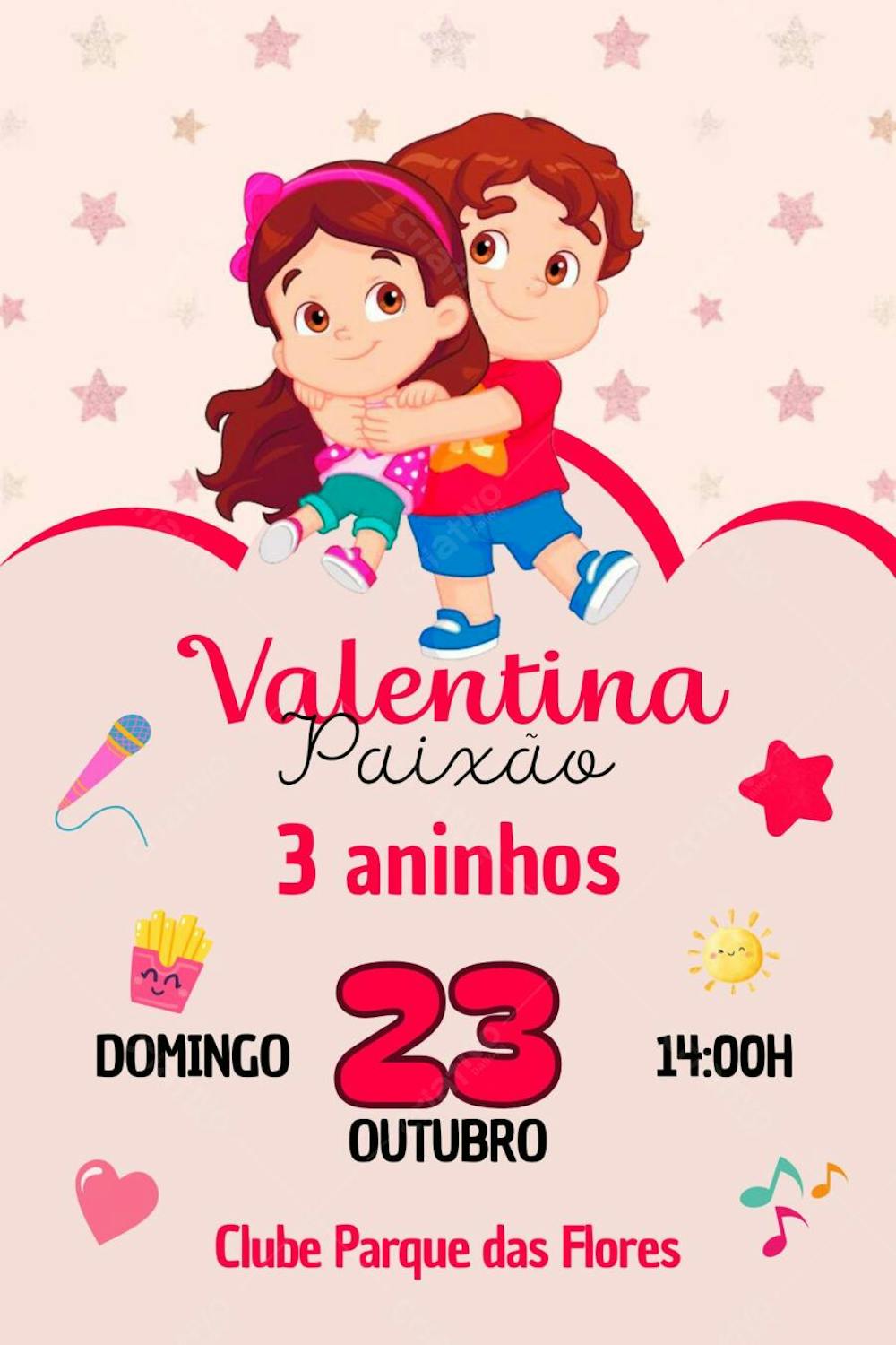Convite de Aniversário Infantil Tema Maria Clara e JP Canva