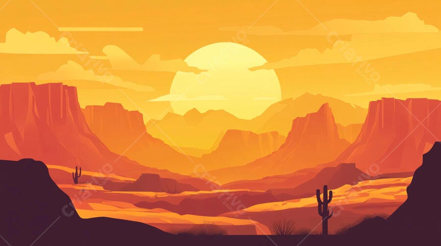 Paisagem desértica ao pôr do sol