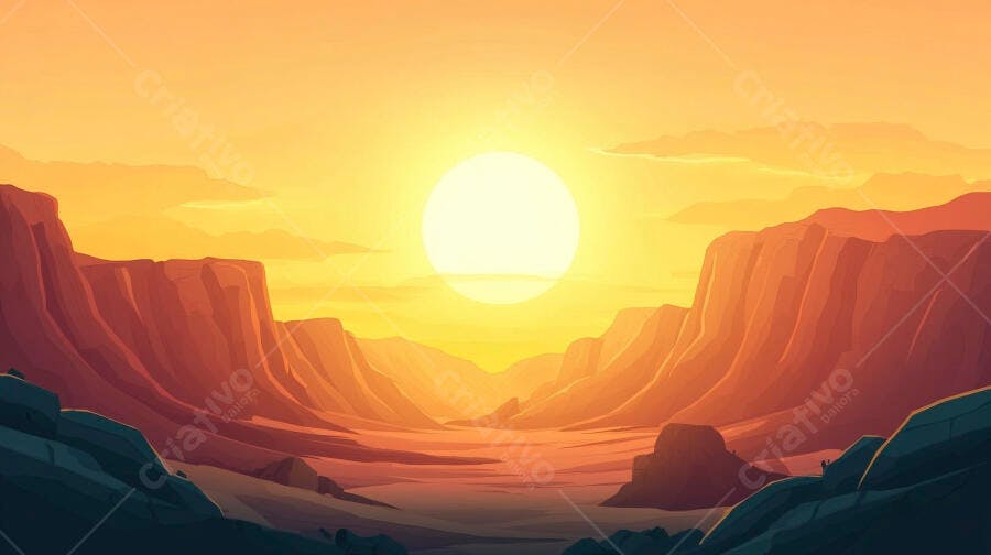 Paisagem desértica ao entardecer