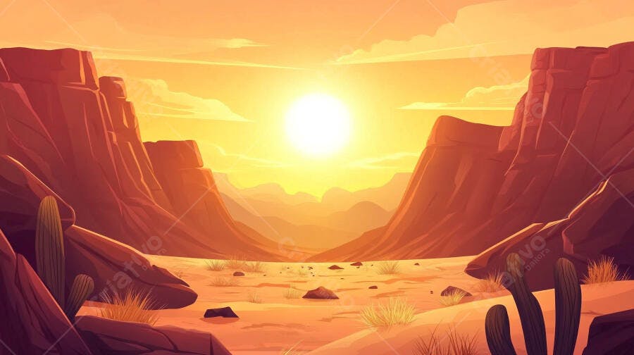 Paisagem desértica ao pôr do sol