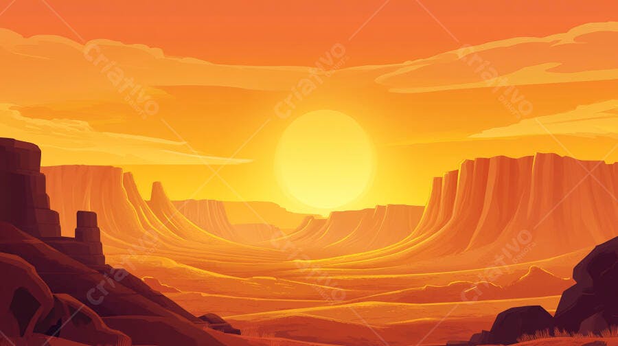 Paisagem desértica ao pôr do sol