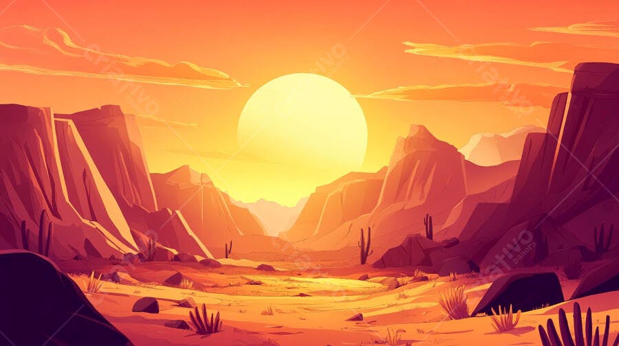 Paisagem desértica ao pôr do sol