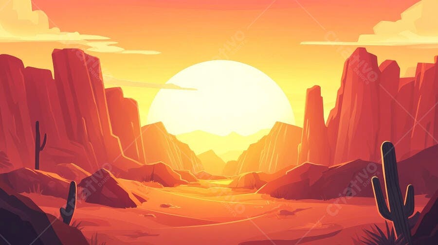 Paisagem desértica ao pôr do sol