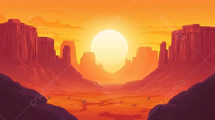 Paisagem desértica ao pôr do sol