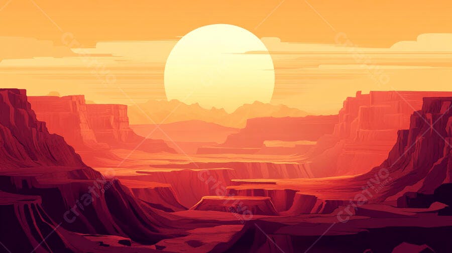 Paisagem desértica ao pôr do sol