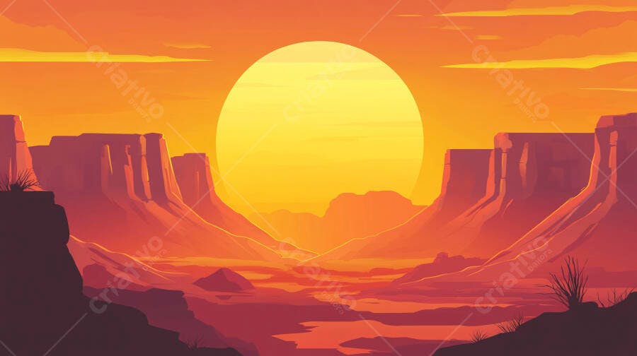 Paisagem desértica ao pôr do sol