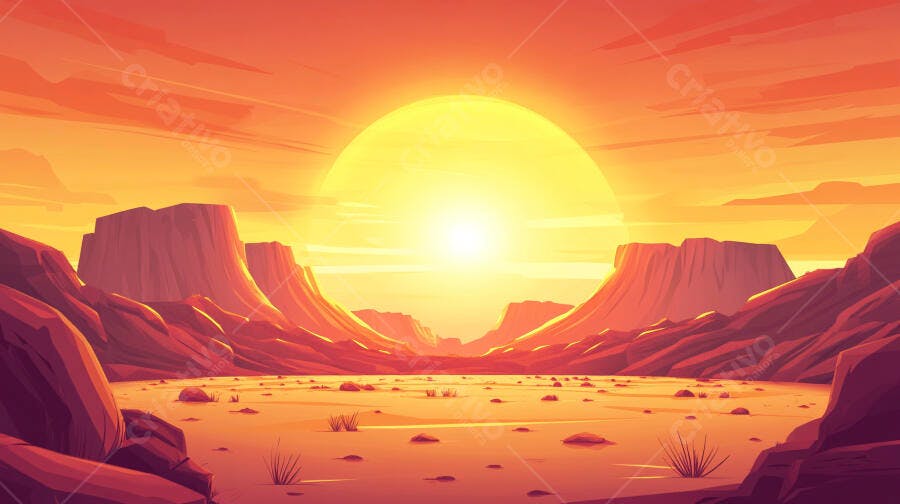 Paisagem desértica ao pôr do sol
