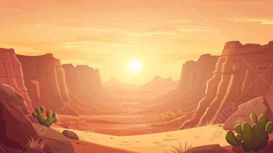 Paisagem desértica ao pôr do sol