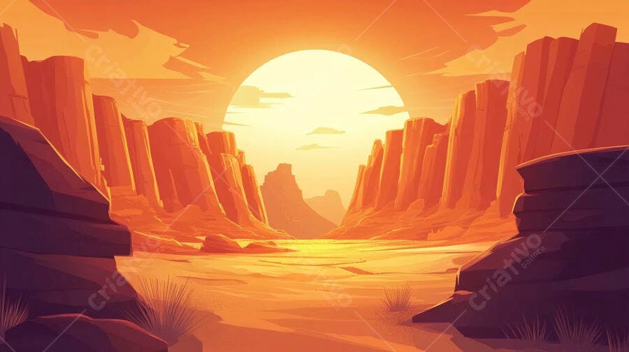 Paisagem Desértica ao Pôr do Sol