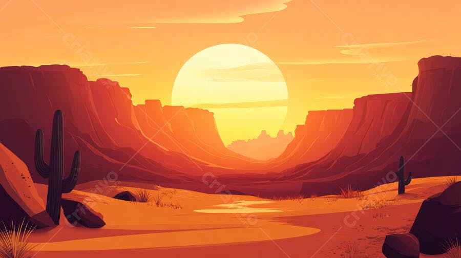 Paisagem desértica ao entardecer