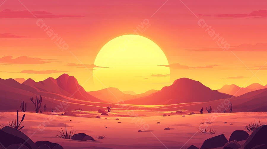 Pôr do sol Laranja no Deserto