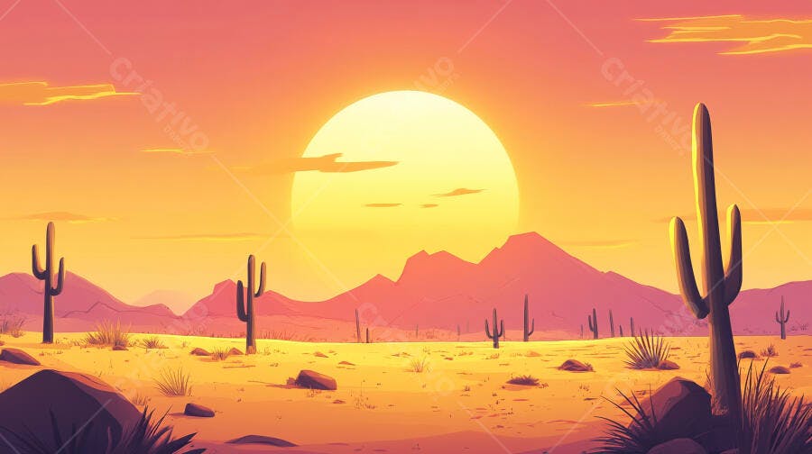 Paisagem desértica ao pôr do sol