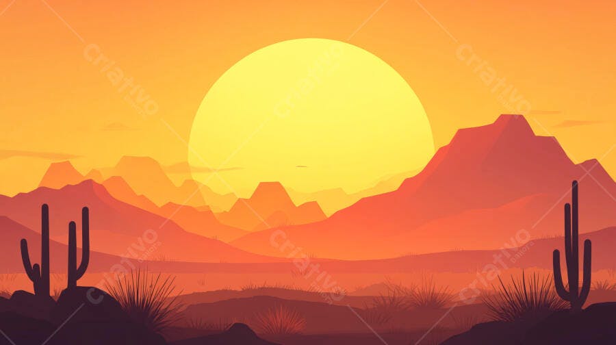 Paisagem desértica ao pôr do sol