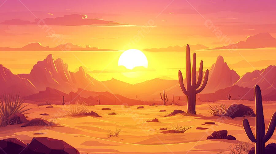 Paisagem desértica ao pôr do sol