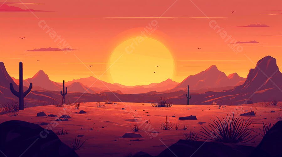Paisagem desértica ao pôr do sol