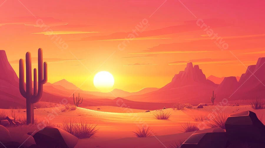 Paisagem desértica ao pôr do sol
