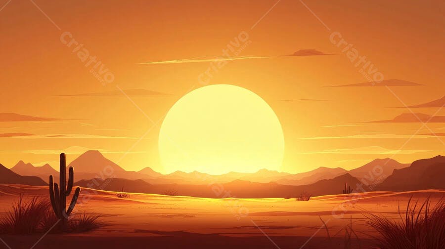 Pôr do sol alaranjado no deserto