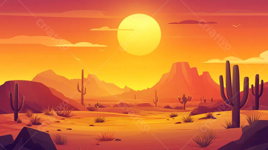 Paisagem desértica ao pôr do sol