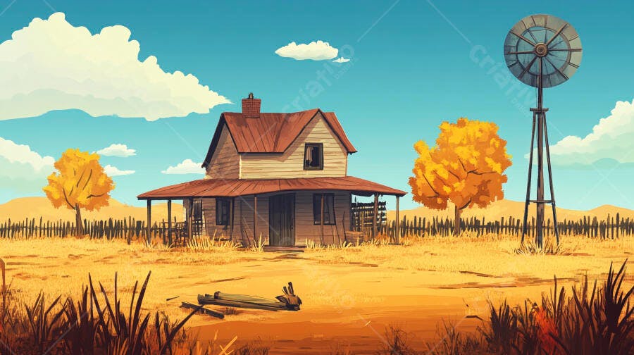 Casa de fazenda outono paisagem rural