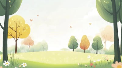 Ilustração Digital de Floresta Verdejante na Primavera com Luz Solar Filtrada