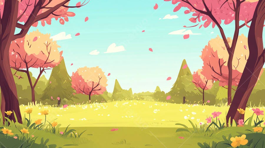 Primavera em Campo Florido com Árvores Rosa