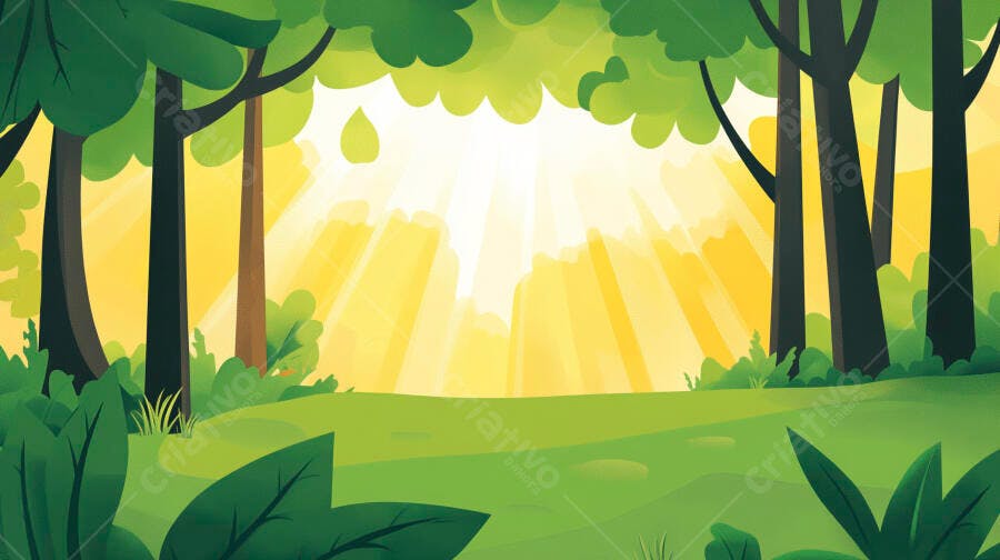 Paisagem matinal floresta verde claro