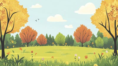 Ilustração Digital de Floresta Verdejante na Primavera com Luz Solar Filtrada