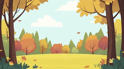 Ilustração Digital de Floresta Verdejante na Primavera com Luz Solar Filtrada