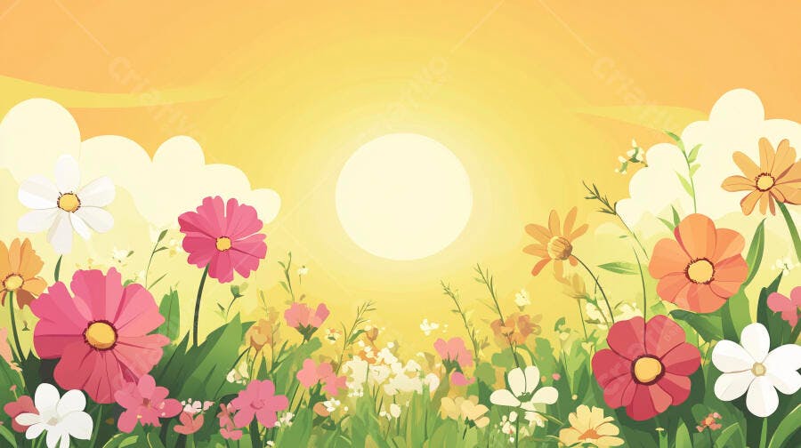 Campo de Flores ao Pôr do Sol
