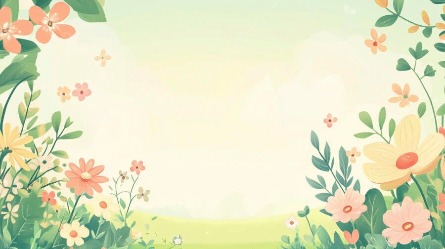Primavera Flores Pastel Campo Ilustração
