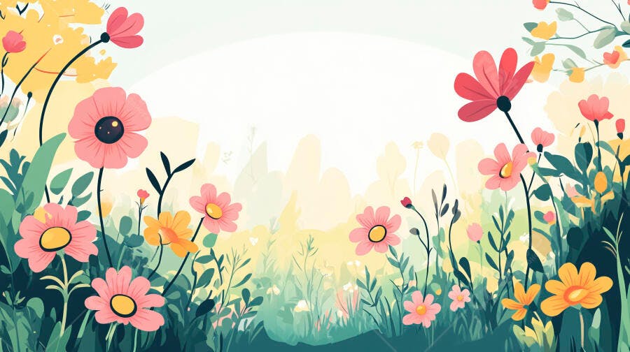 Campo de flores coloridas Primavera