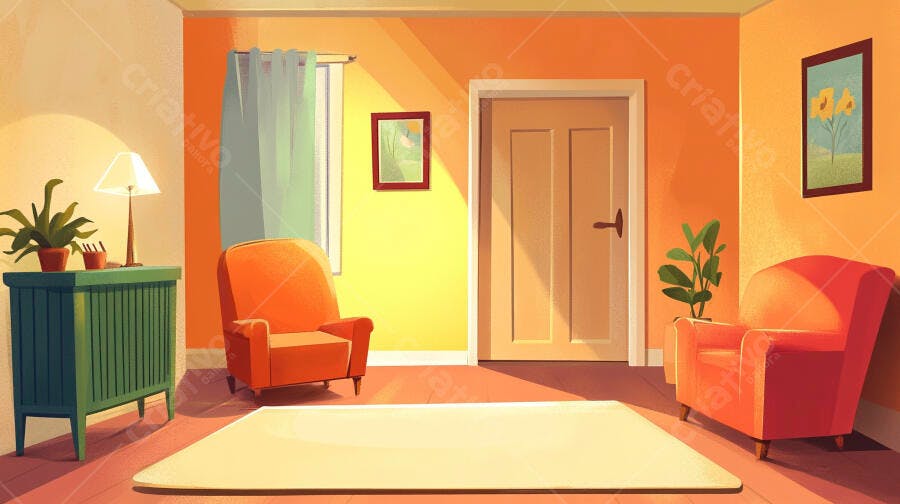 Sala aconchegante em tons quentes