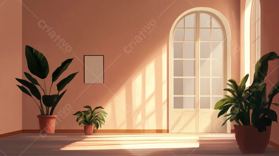 Sala aconchegante com plantas e luz solar