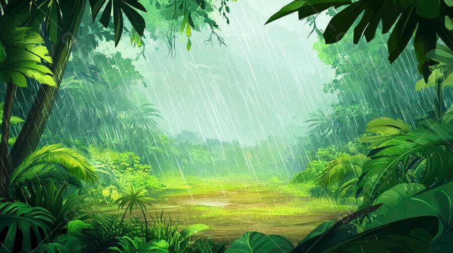 Floresta Tropical sob Chuva Forte