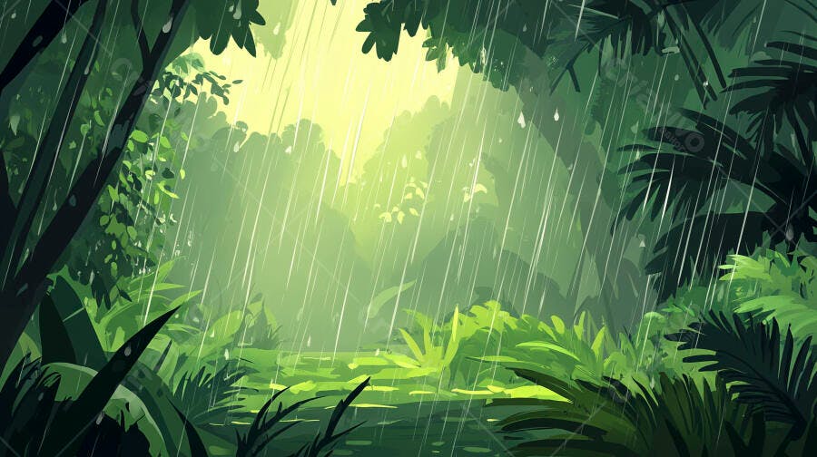 Chuva na Floresta Tropical Verde