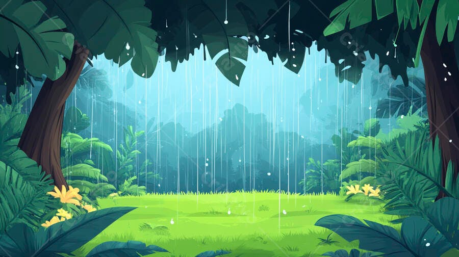 Chuva na Floresta Tropical Verde