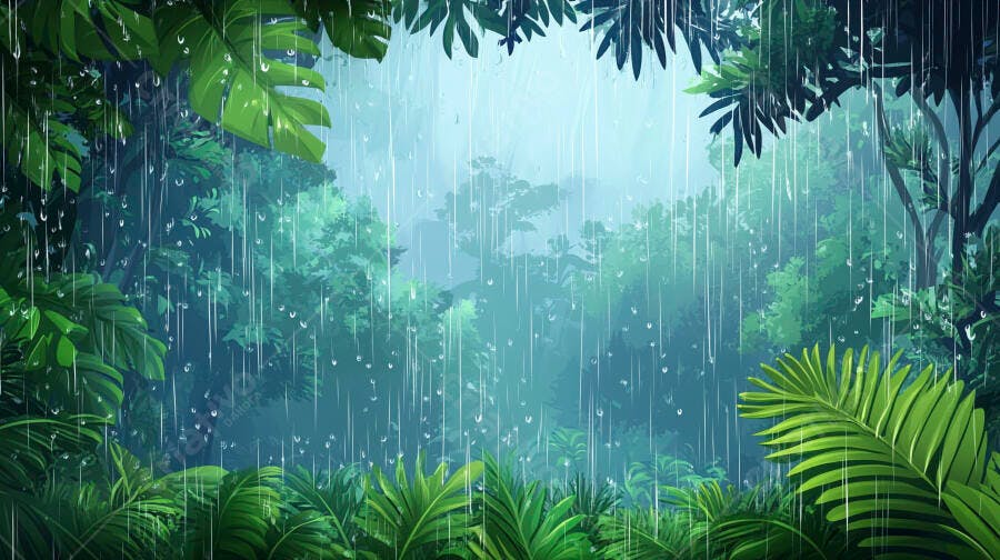 Chuva na Floresta Tropical Verde