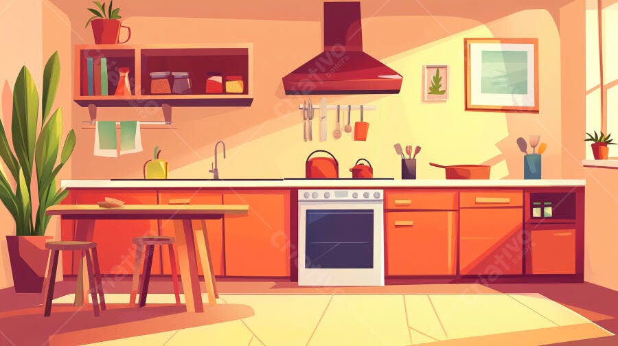 Cozinha aconchegante estilo moderno cores quentes