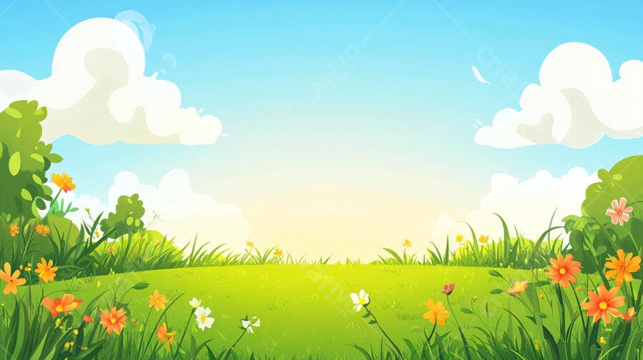 Campo florido dia ensolarado