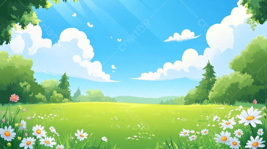 Campo florido dia ensolarado