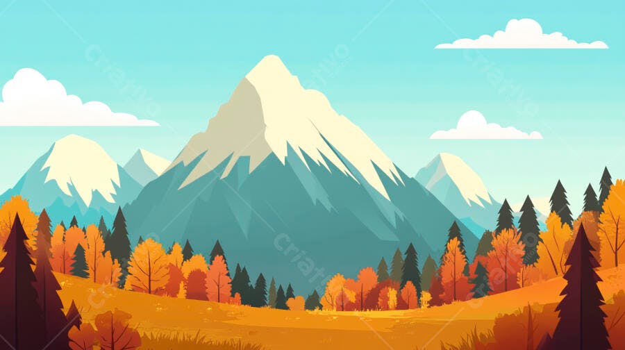 Paisagem Outonal Montanhosa com tons quentes