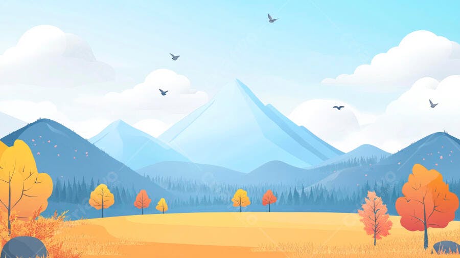 Paisagem Outonal Montanhas Azuis