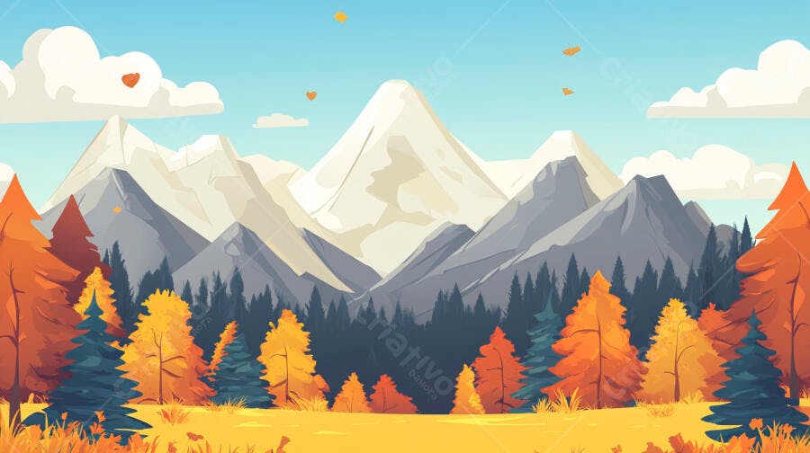 Paisagem Outonal Montanhosa com tons quentes