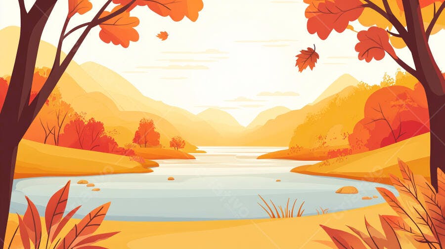 Paisagem Outonal Lago Sereno