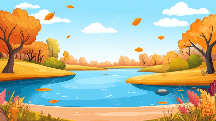 Paisagem Outonal Lago Tranquilo